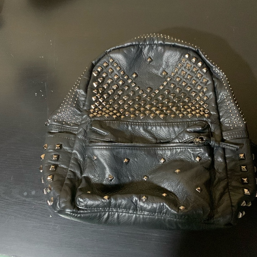 Black studded motorcycle backpack